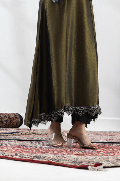 Ojasvini-Olive Black Kalidar Suit Set
