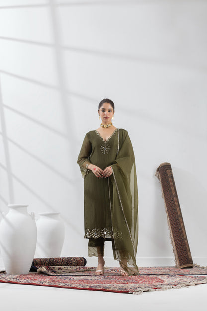 Rachna in Arunima -Dark Green Suit Set