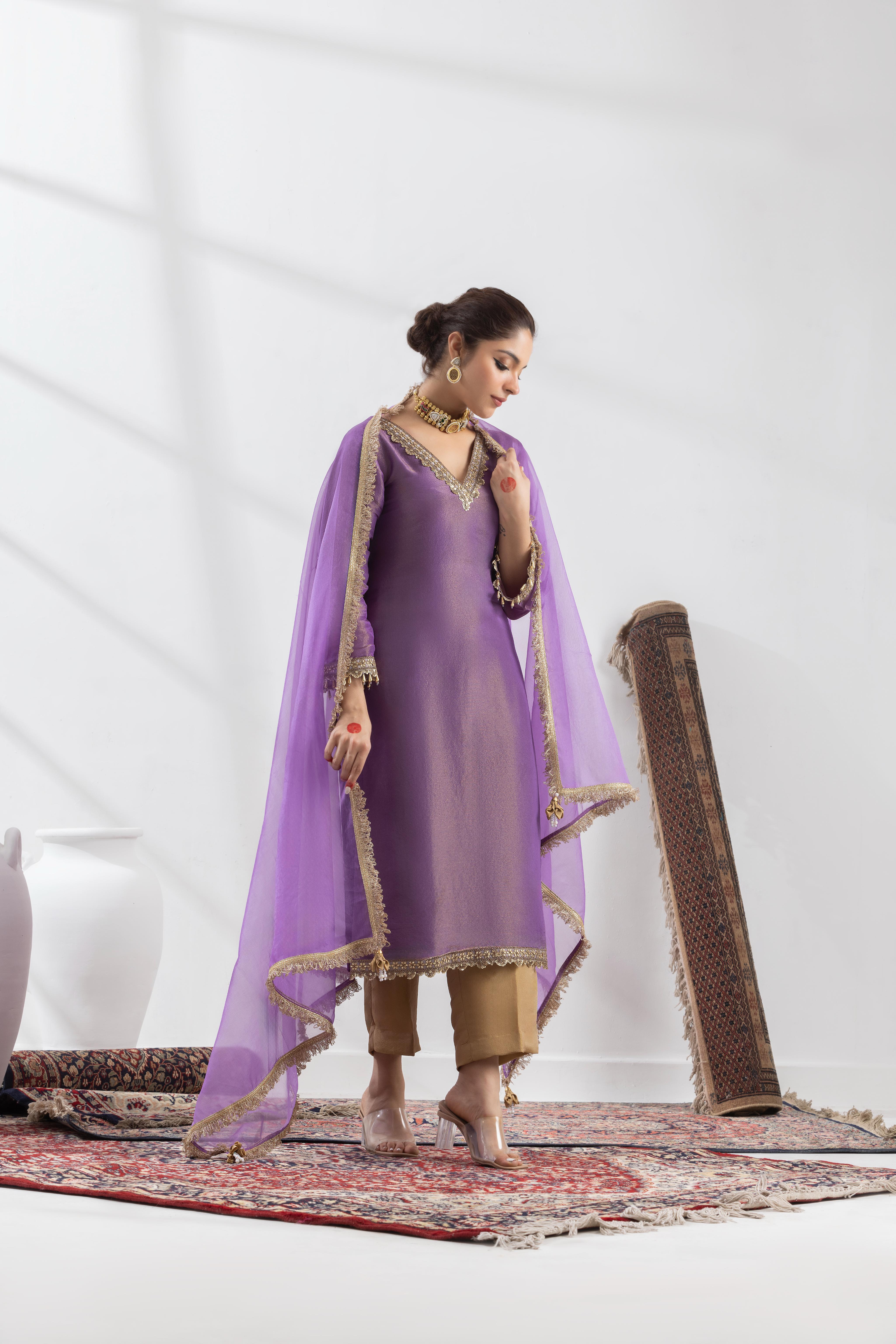 PRANAVI PURPLE HEAVY SUIT SET