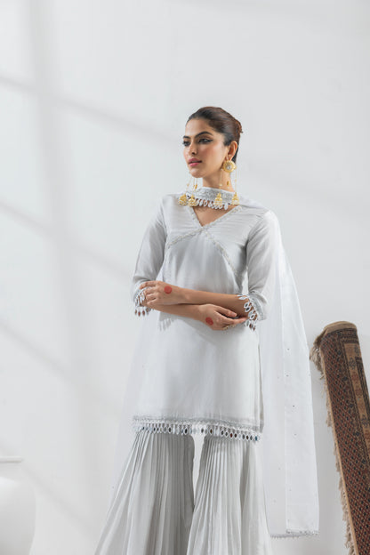 Chandni- Silver Garara Suit Set