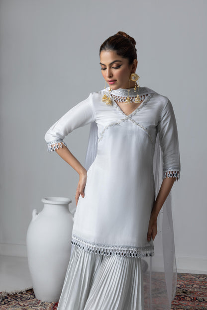 Chandni- Silver Garara Suit Set