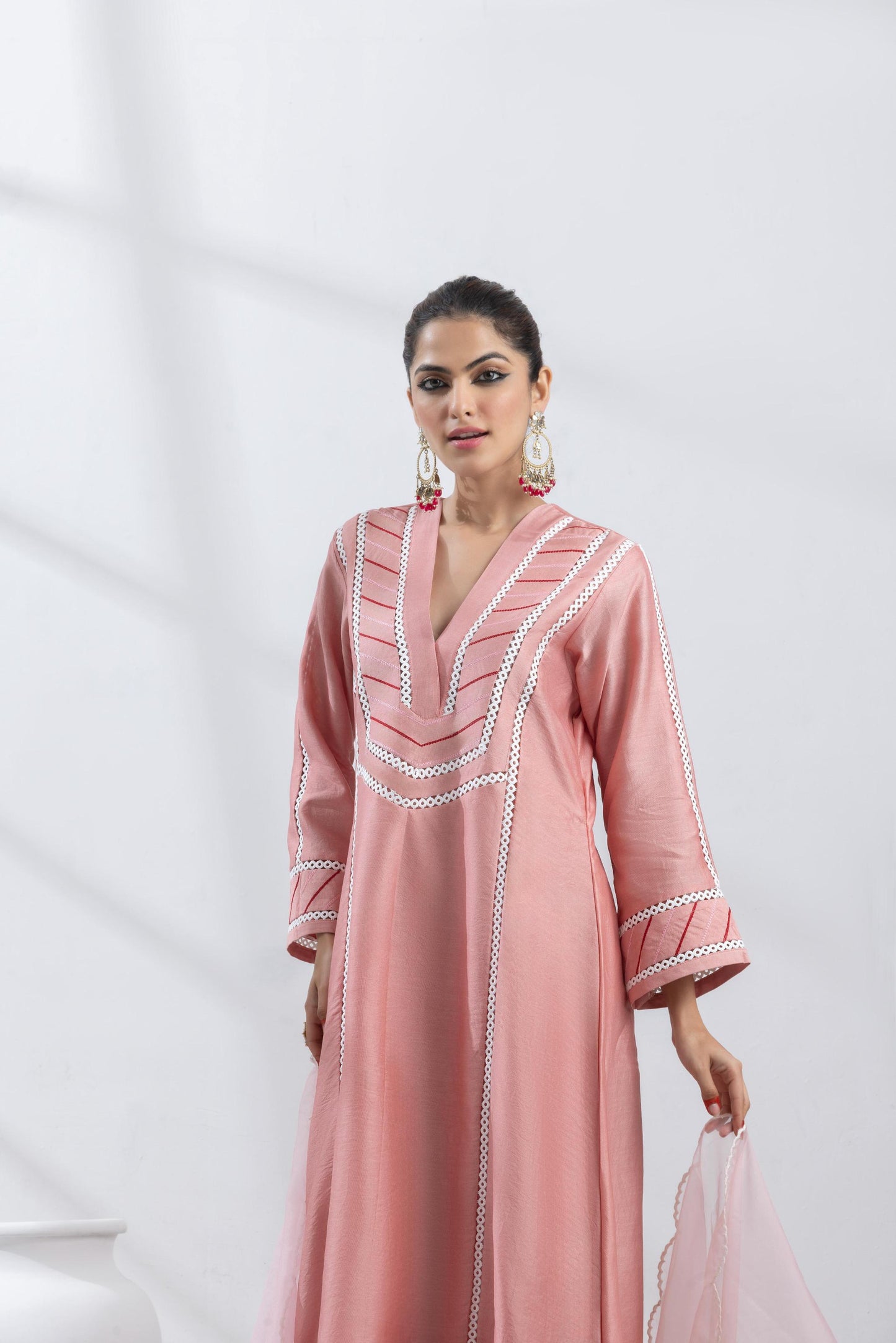 Rinaya- Kalidar Chanderi Pink Suit set