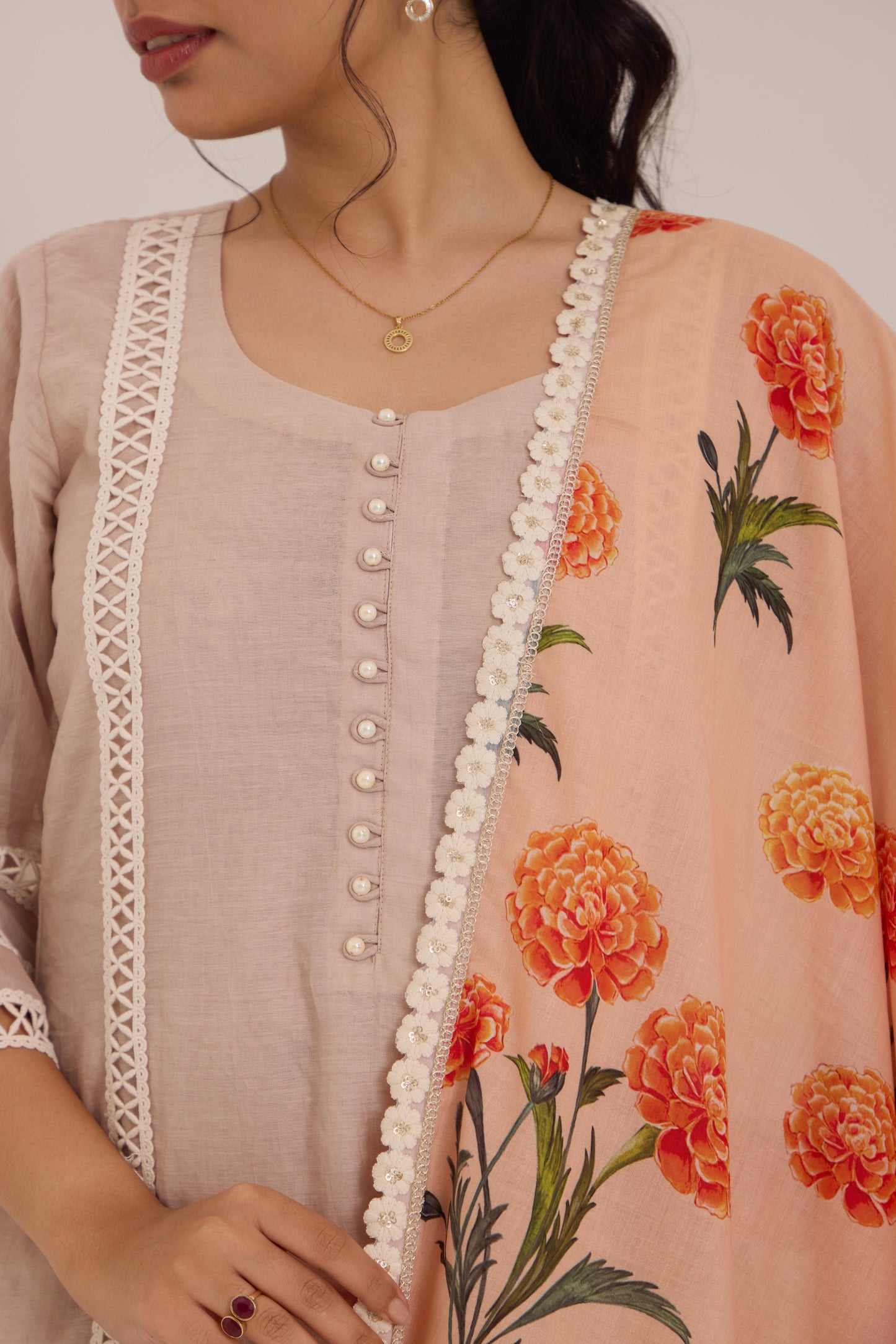 Savera-Champagne peach Suit set