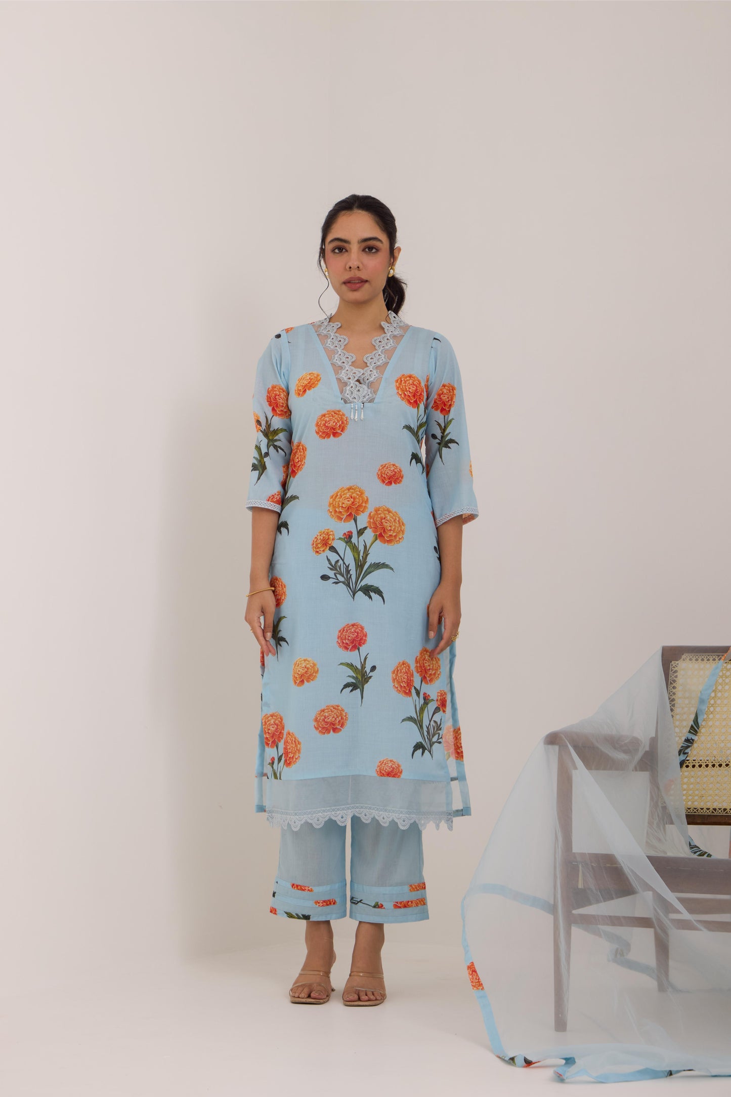Varsha-Blue Cotton suit set