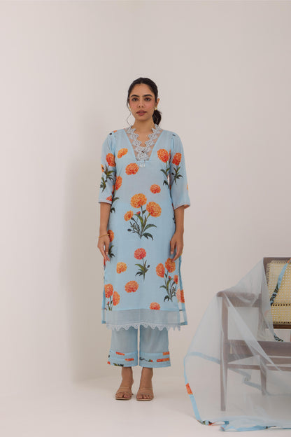 Varsha-Blue Cotton suit set