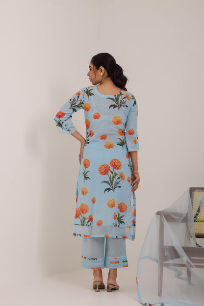 Varsha-Blue Cotton suit set