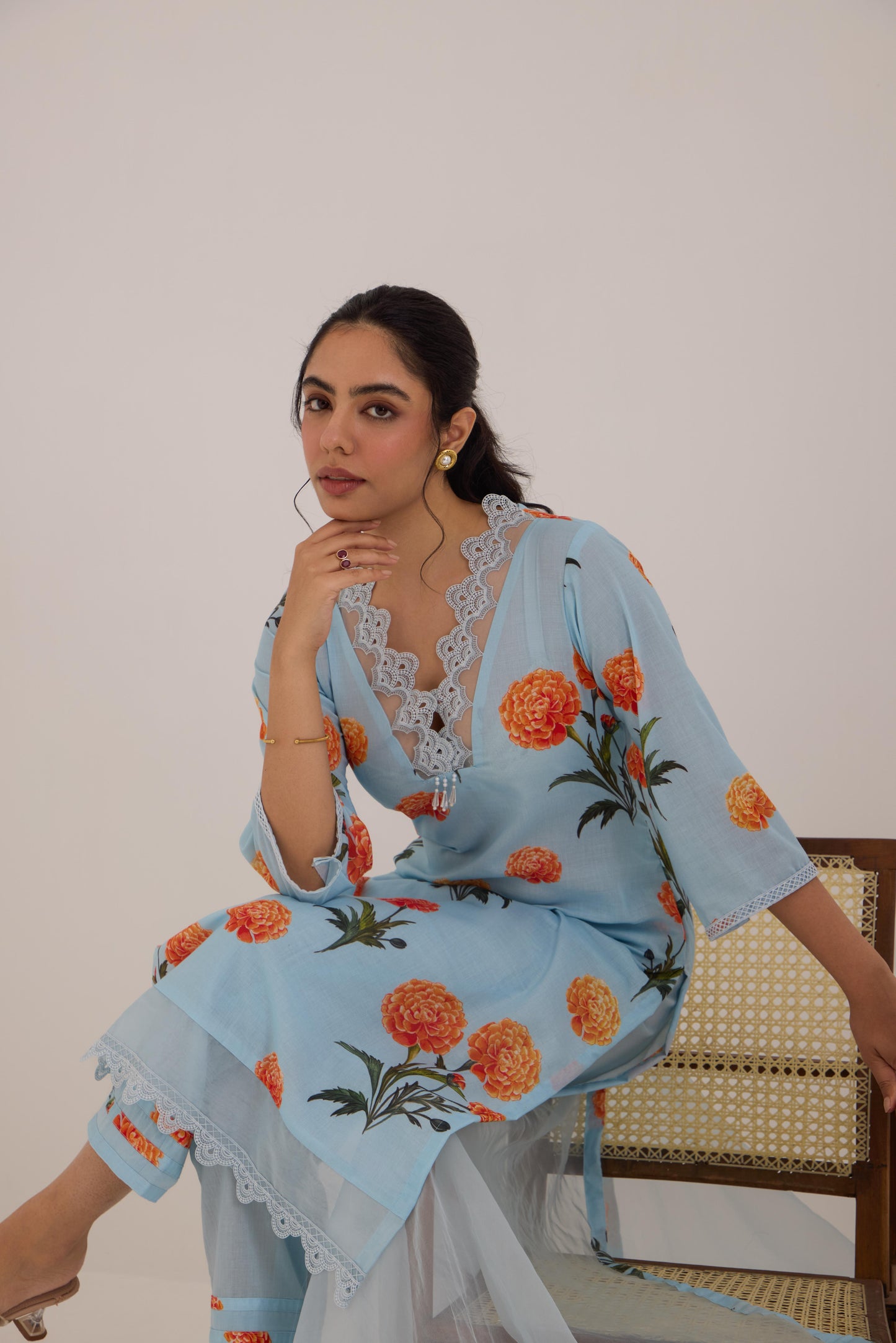 Varsha-Blue Cotton suit set