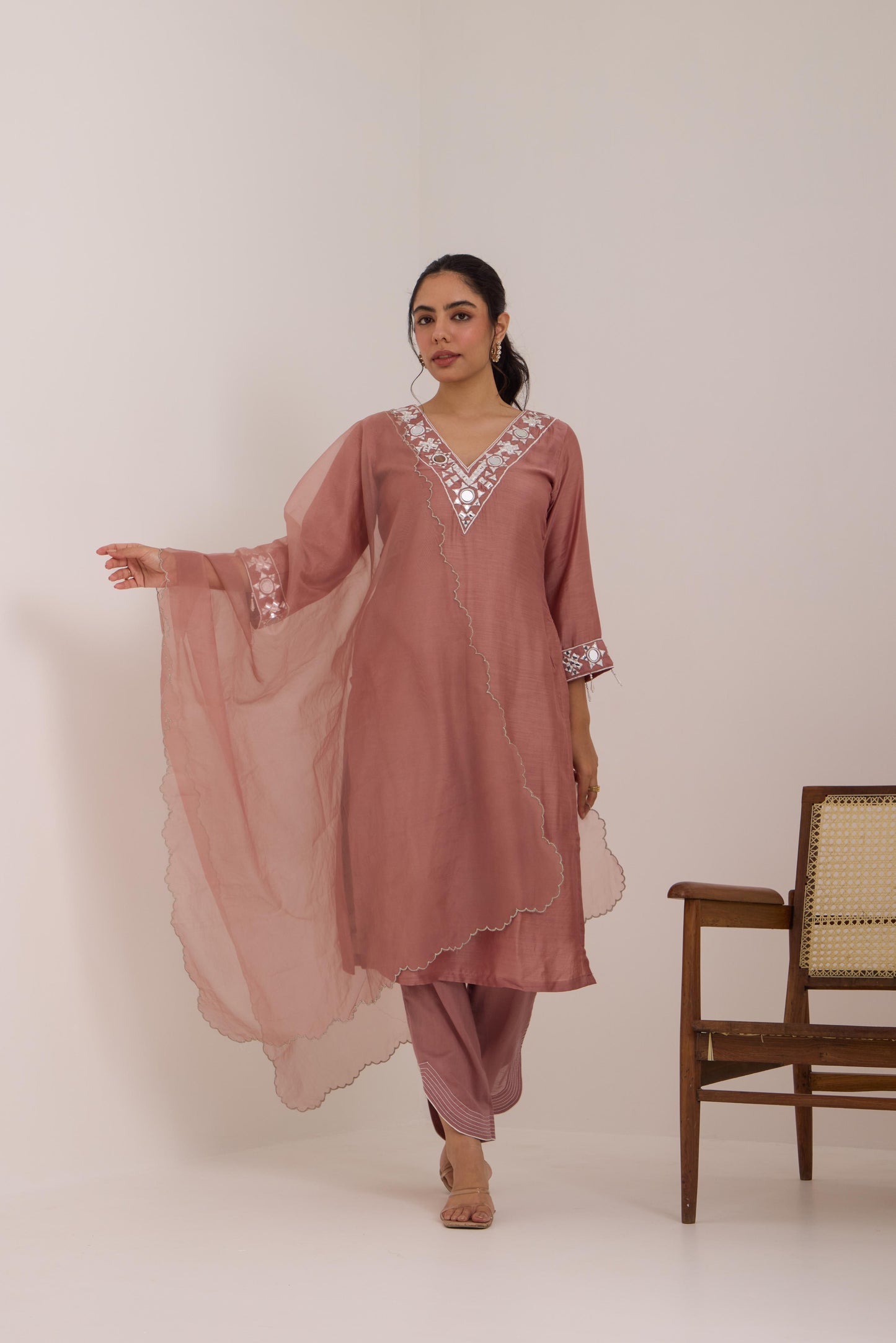 Lisha- Rose Pink Mul Suit set