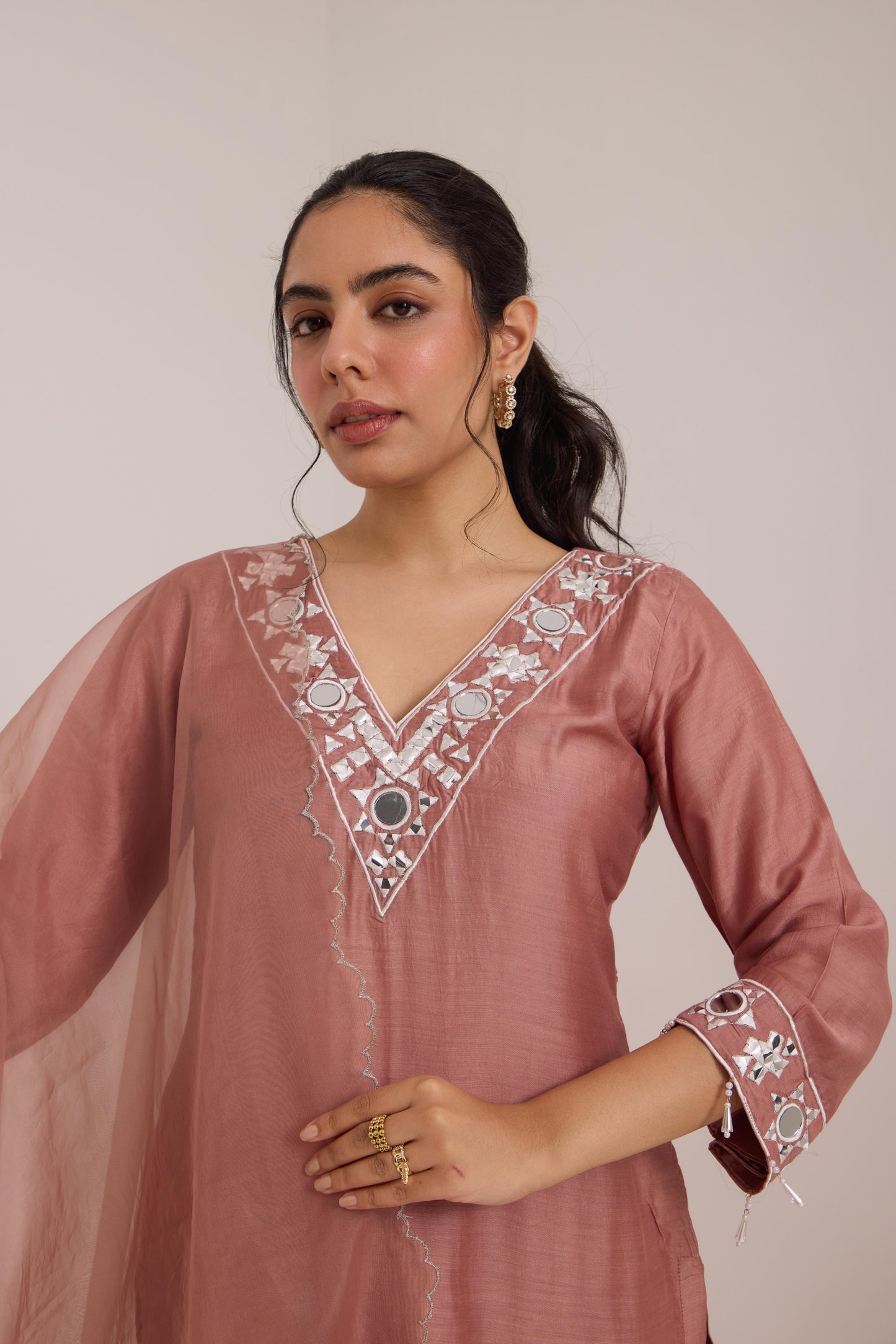 Lisha- Rose Pink Mul Suit set