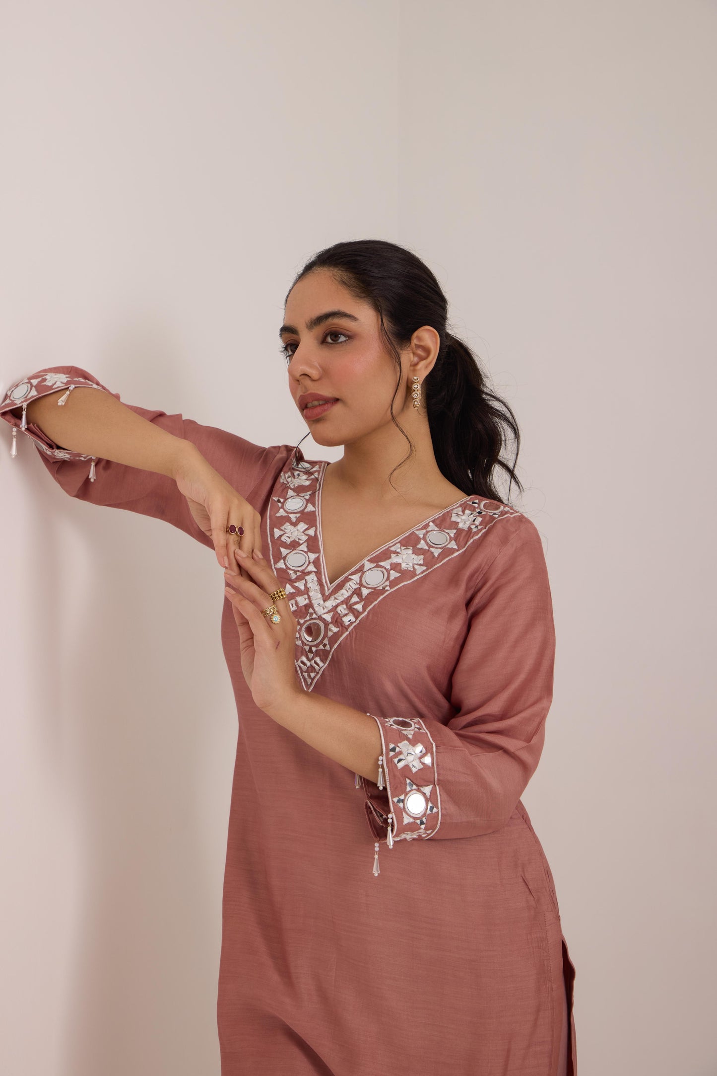 Lisha- Rose Pink Mul Suit set