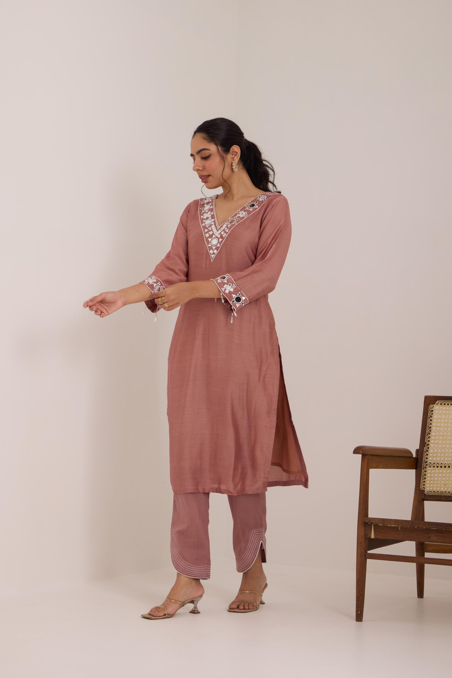 Lisha- Rose Pink Mul Suit set