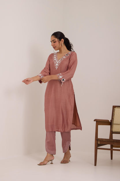Lisha- Rose Pink Mul Suit set