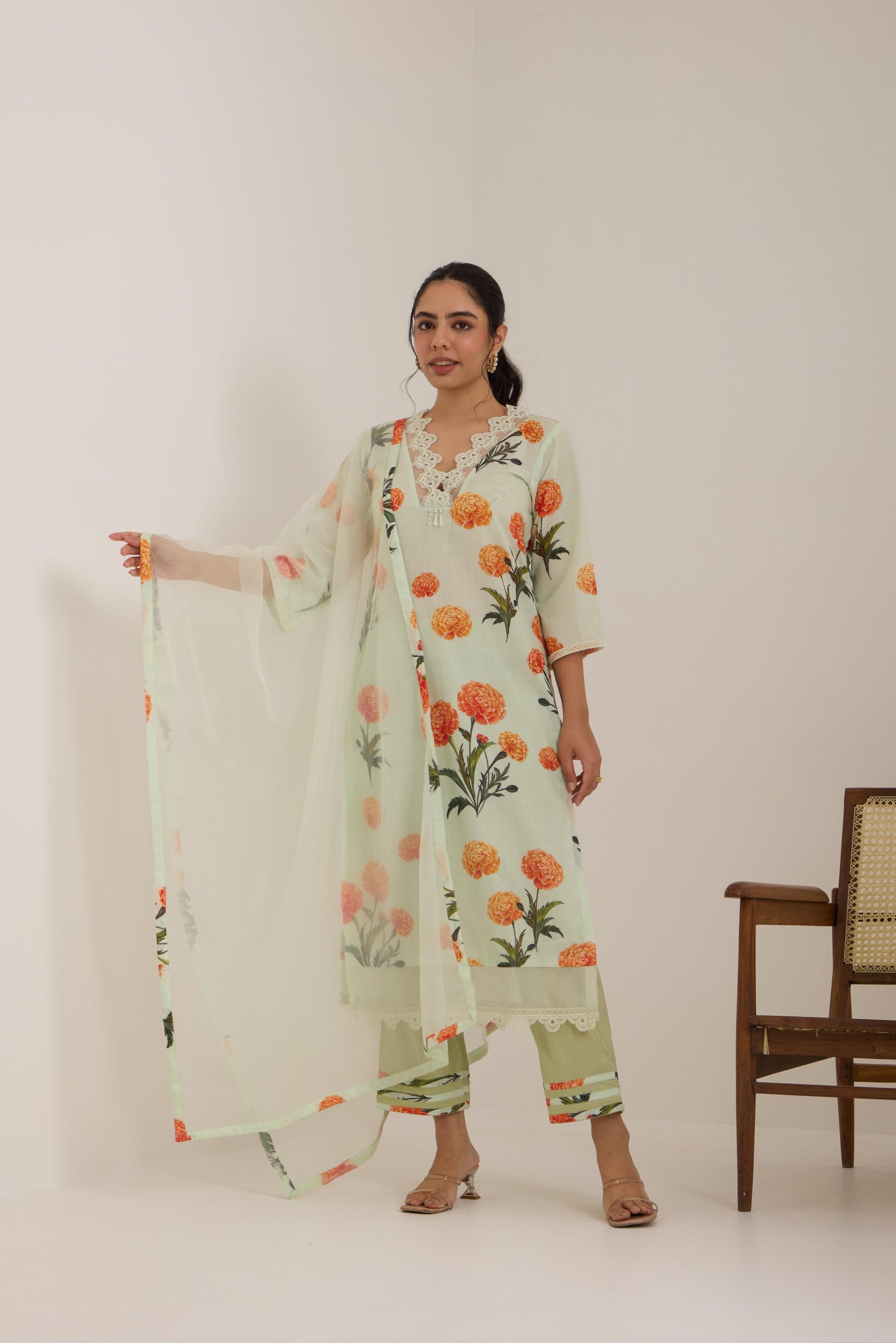 Ashni- Green Cotton suit set