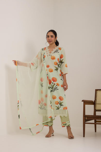 Ashni- Green Cotton suit set