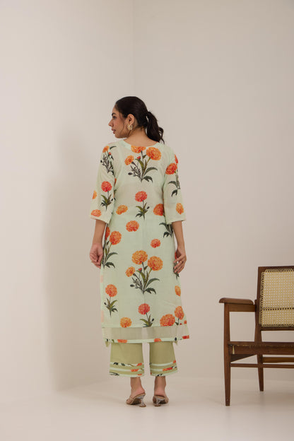 Ashni- Green Cotton suit set