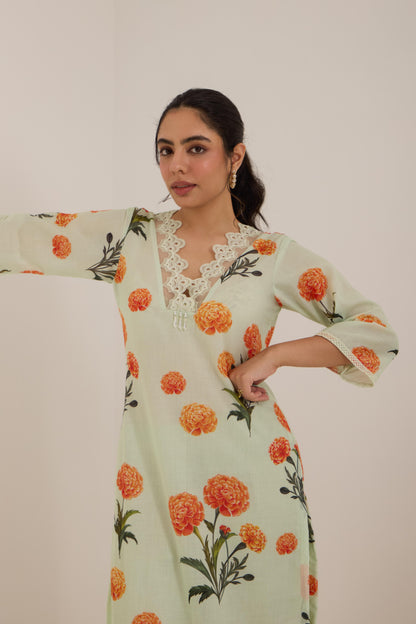 Ashni- Green Cotton suit set