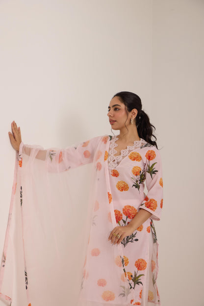 Tiya-Pink Cotton suit set