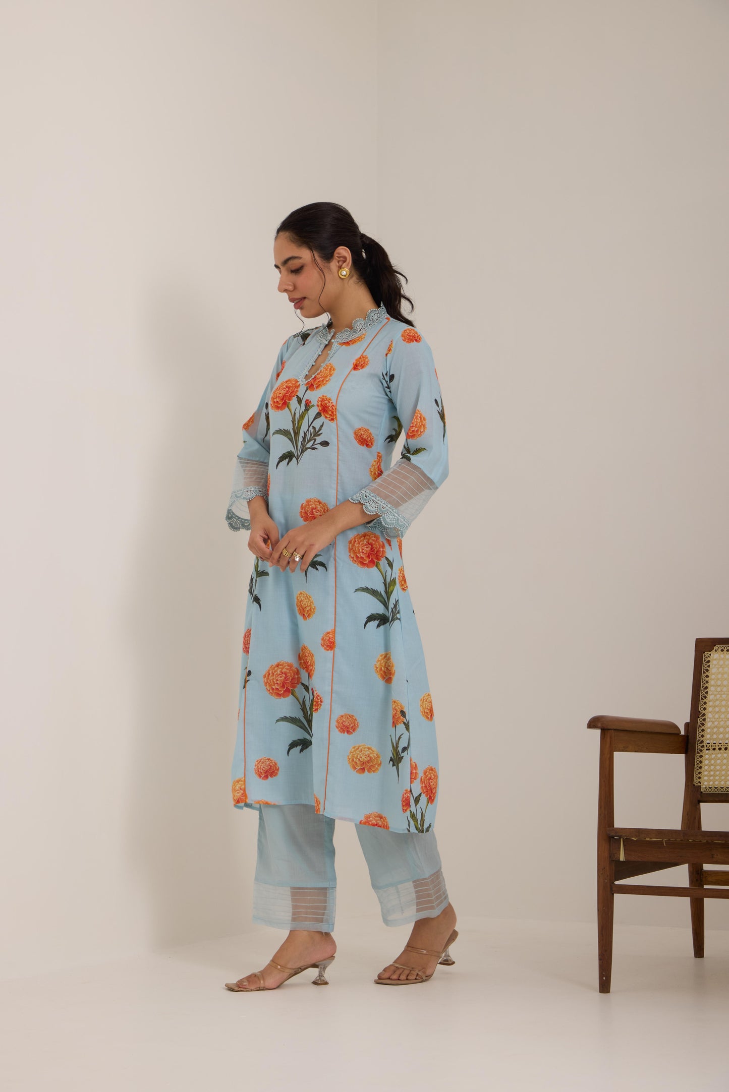 Asmani Blue Cotton Suit