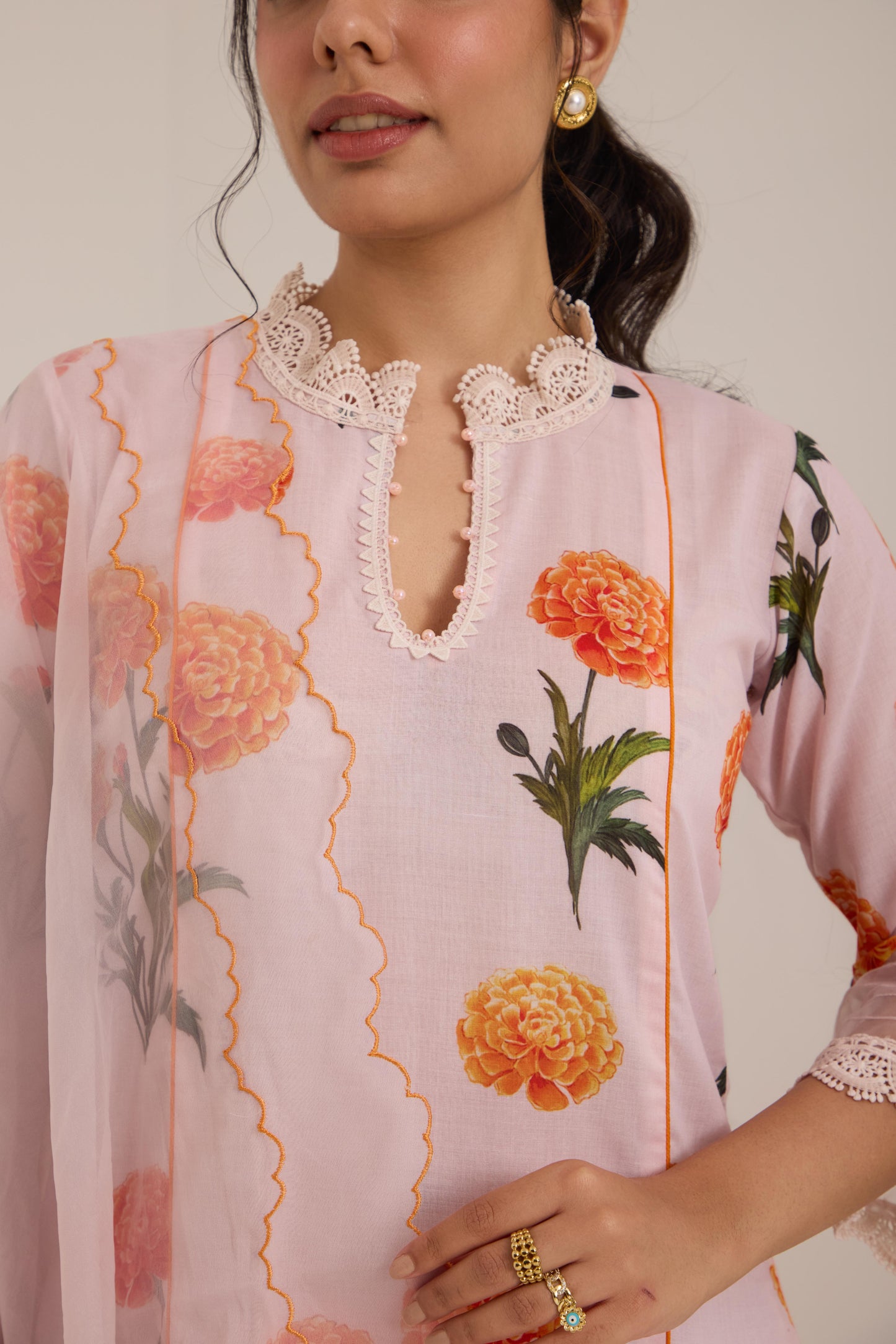 Amaira Pink Cotton suit set