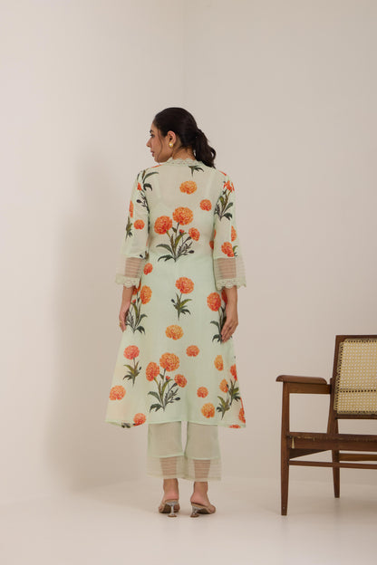 Saaya-Green Cotton suit set