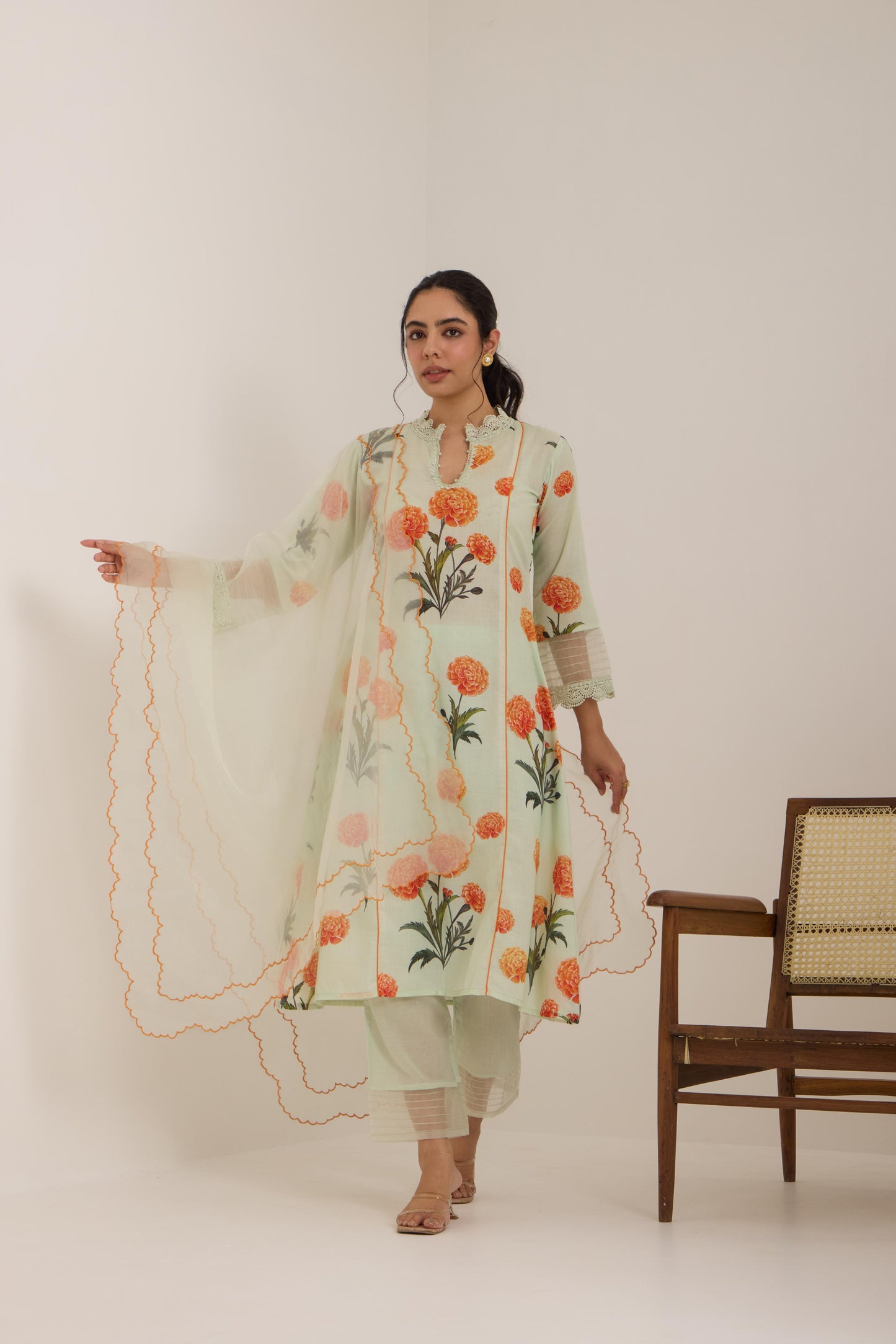 Saaya-Green Cotton suit set