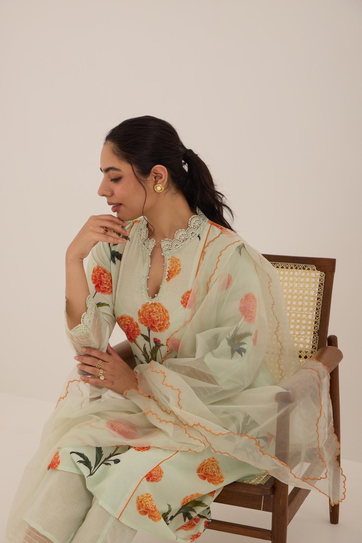 Saaya-Green Cotton suit set