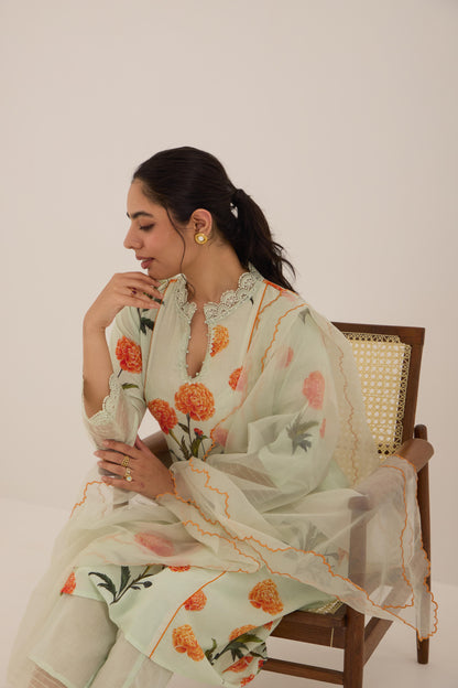 Saaya-Green Cotton suit set