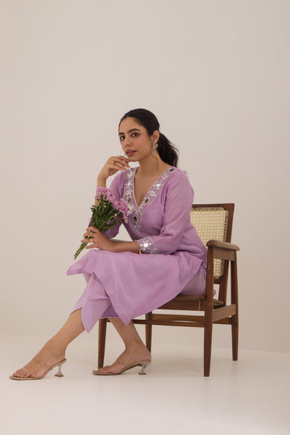 Vishakha- Lilac Mul Suit set