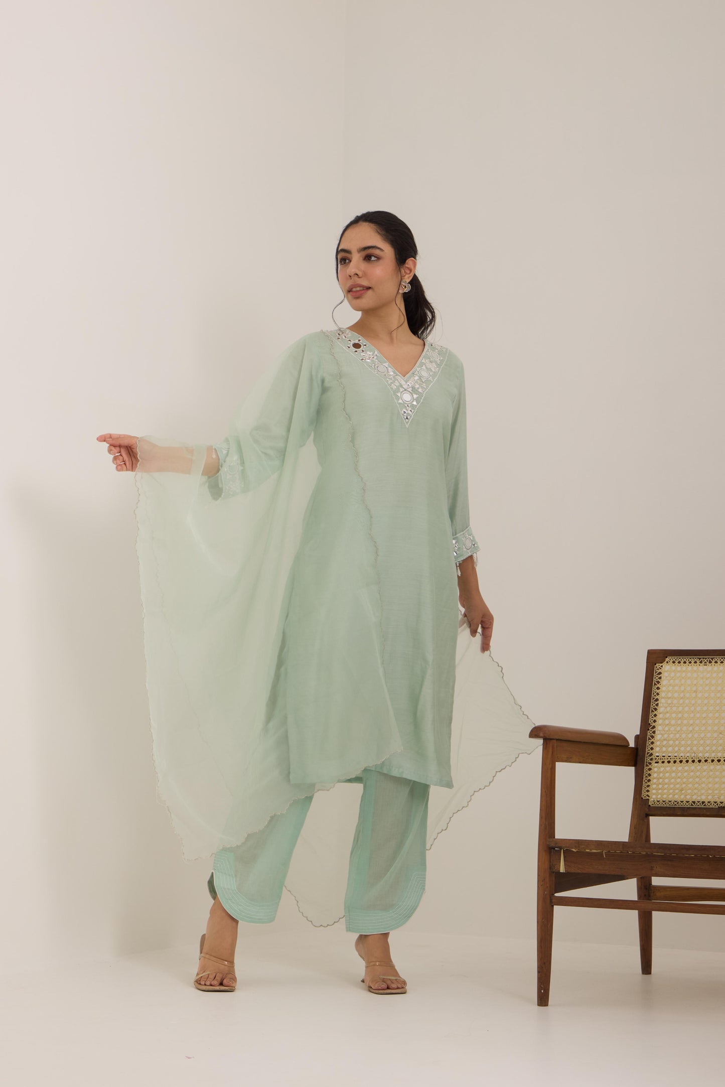 Tara- Mint green Mul Suit set