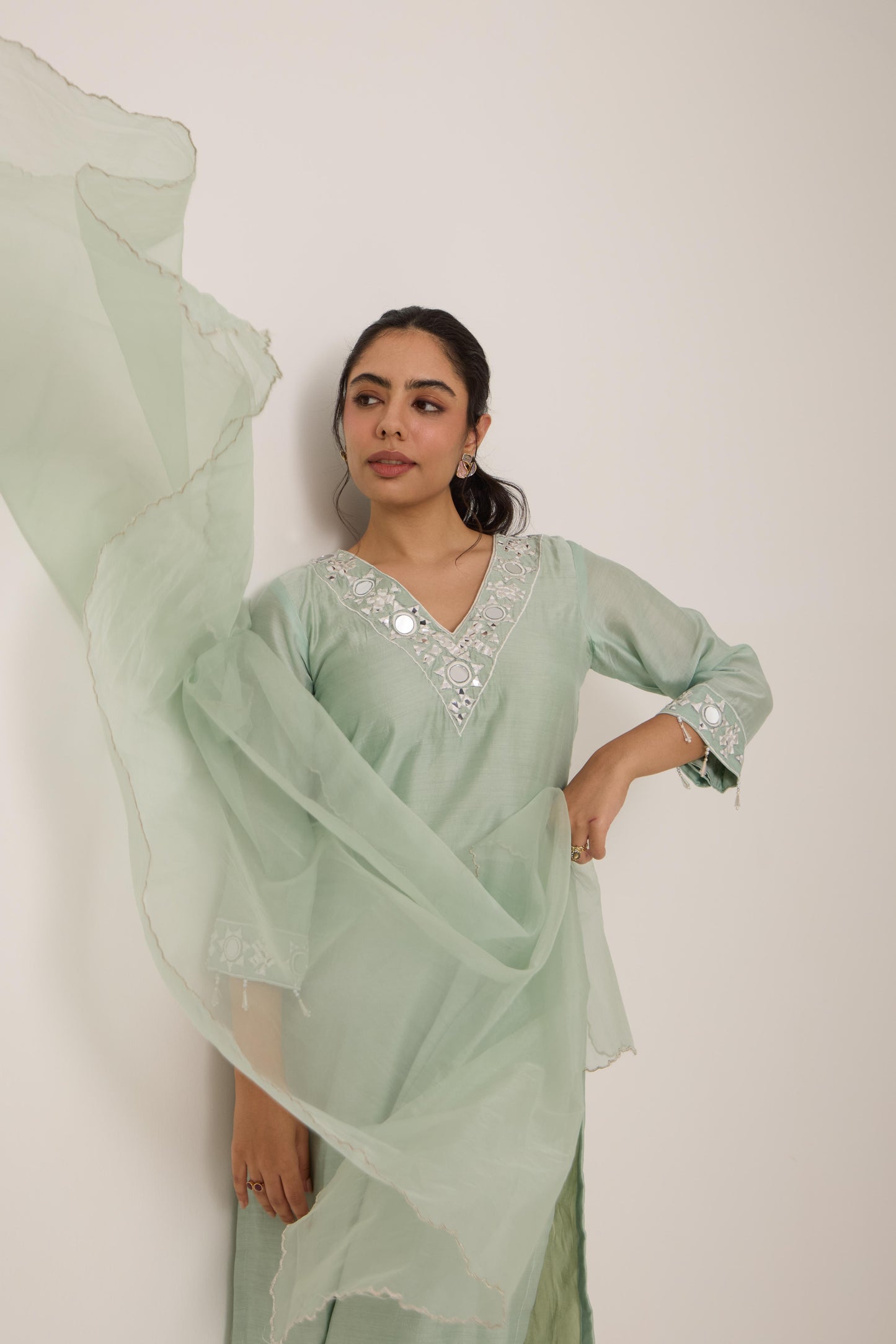 Tara- Mint green Mul Suit set