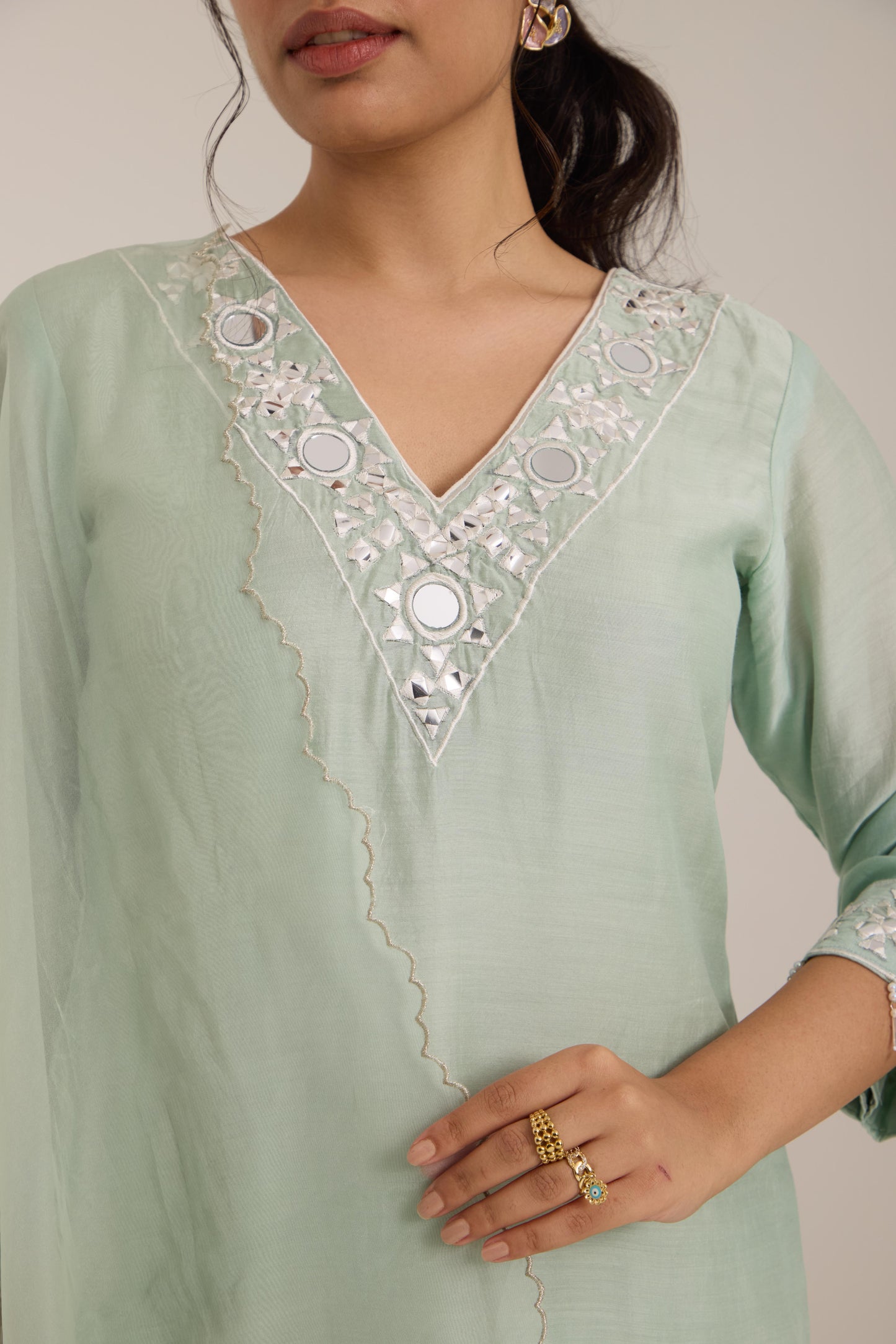 Tara- Mint green Mul Suit set
