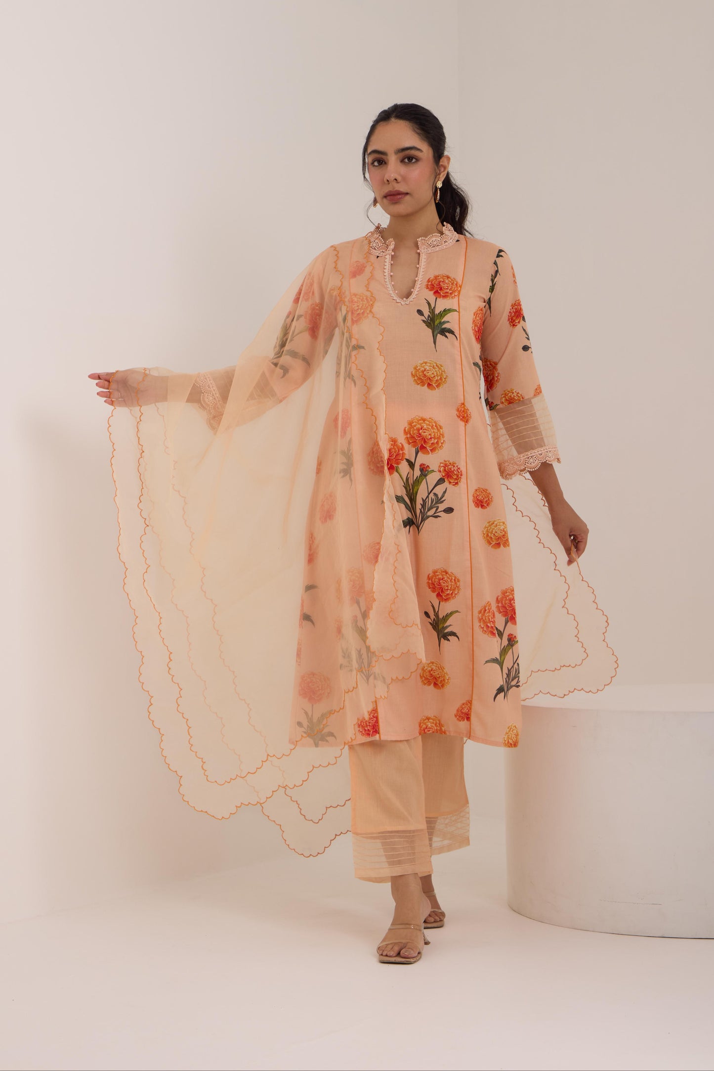Aarushi Peach Cotton Suit