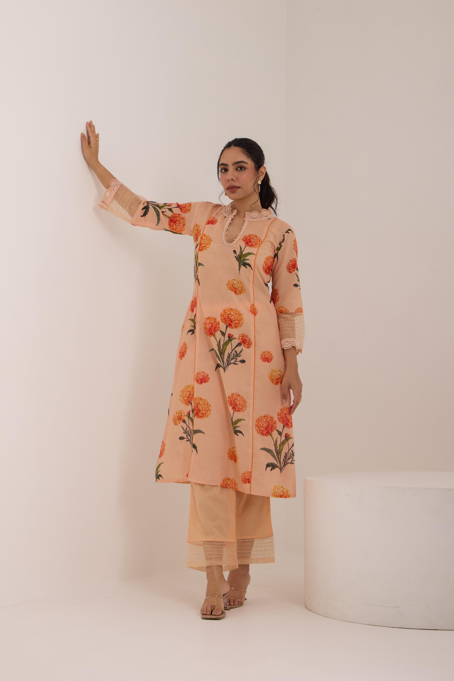 Aarushi Peach Cotton Suit