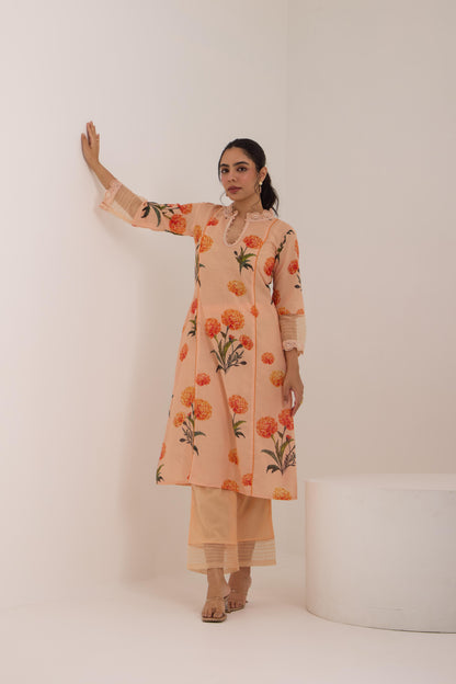 Aarushi Peach Cotton Suit