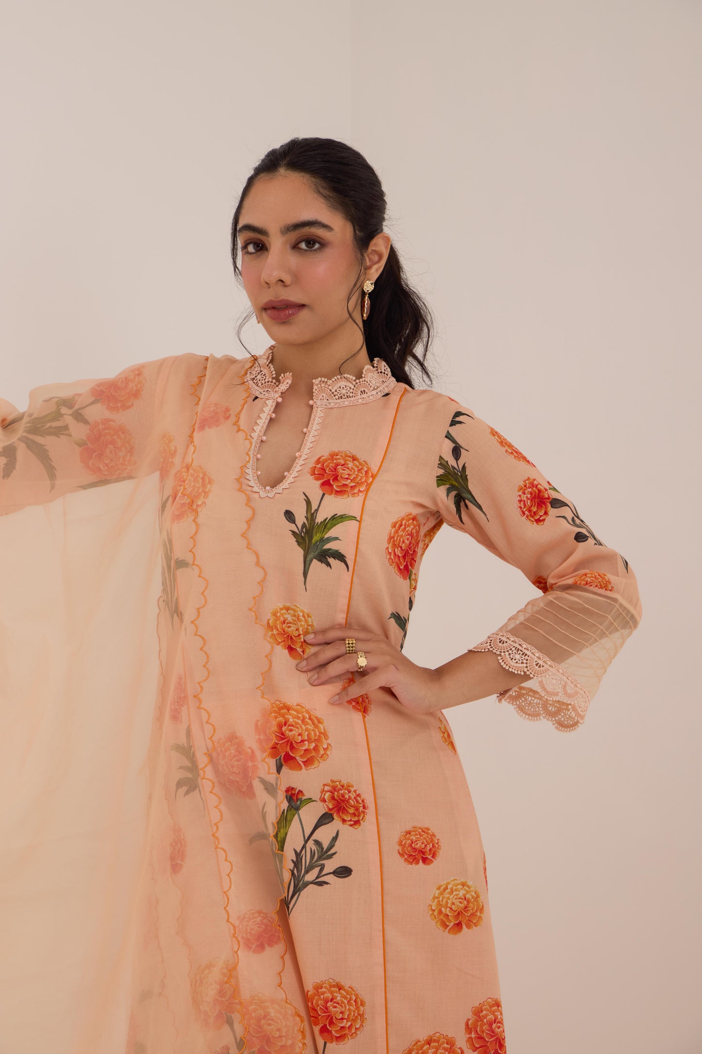 Aarushi Peach Cotton Suit