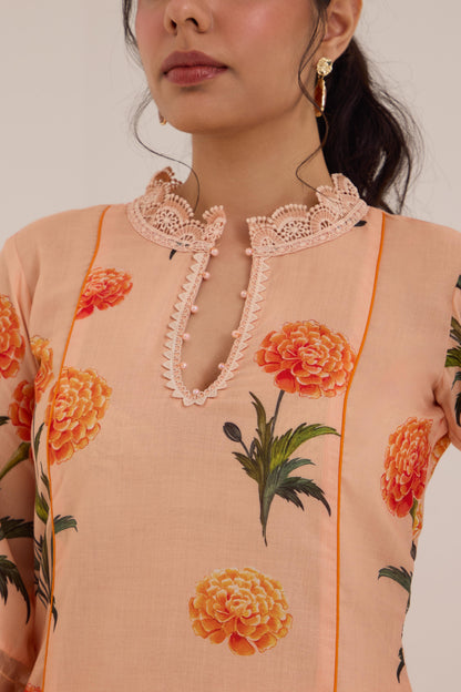 Aarushi Peach Cotton Suit