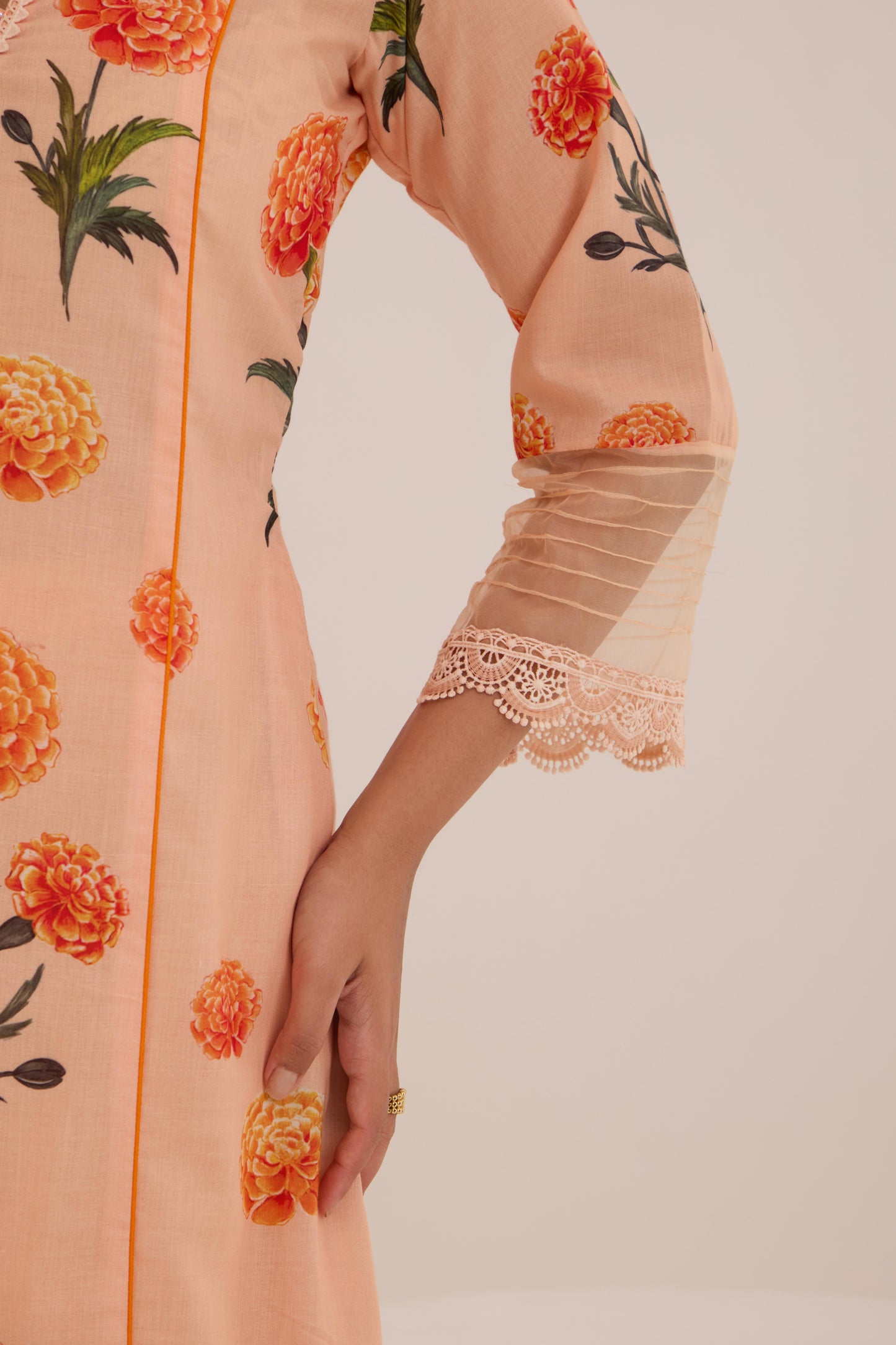 Aarushi Peach Cotton Suit