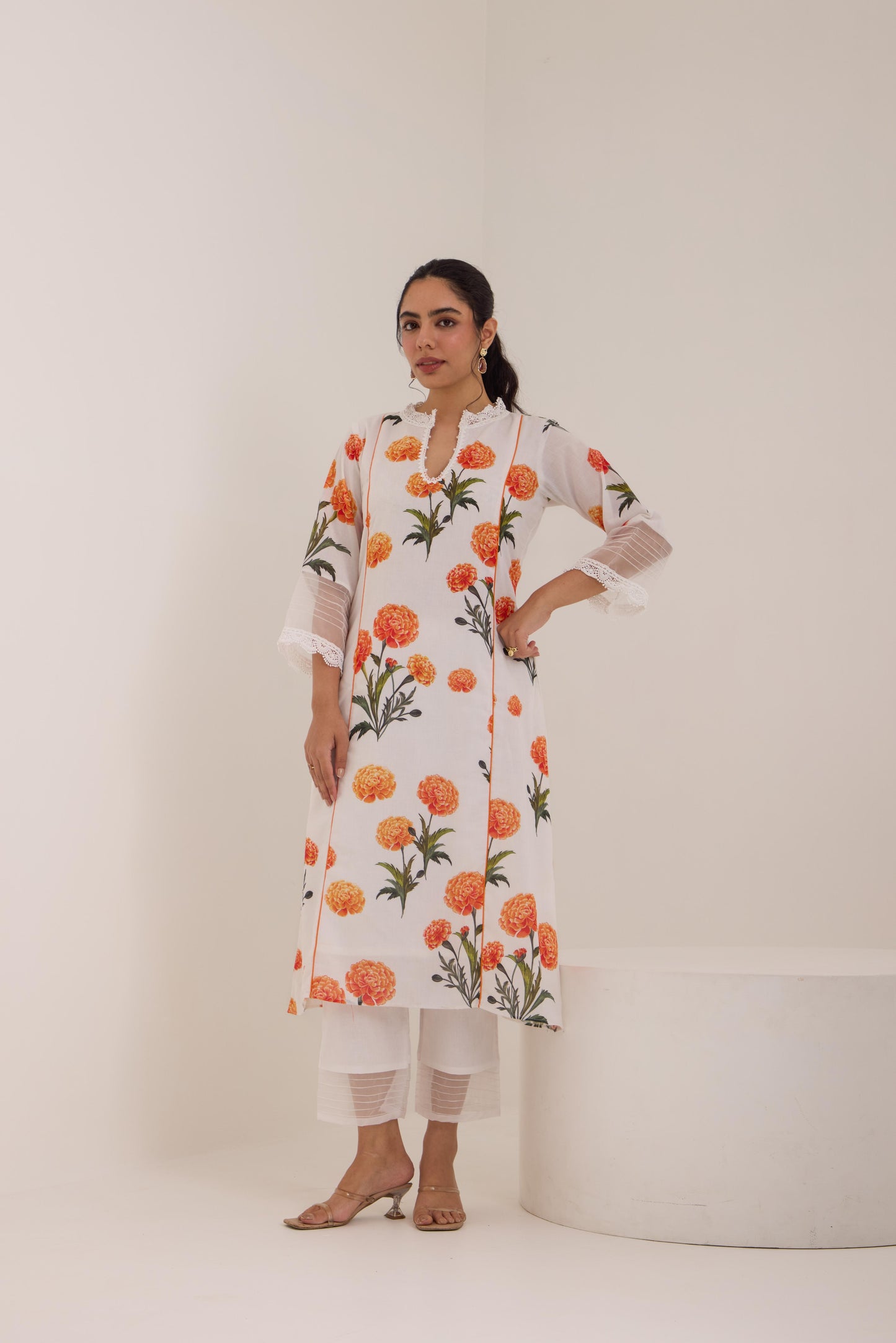Falak White Cotton suit set