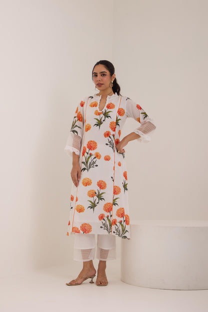 Falak White Cotton suit set