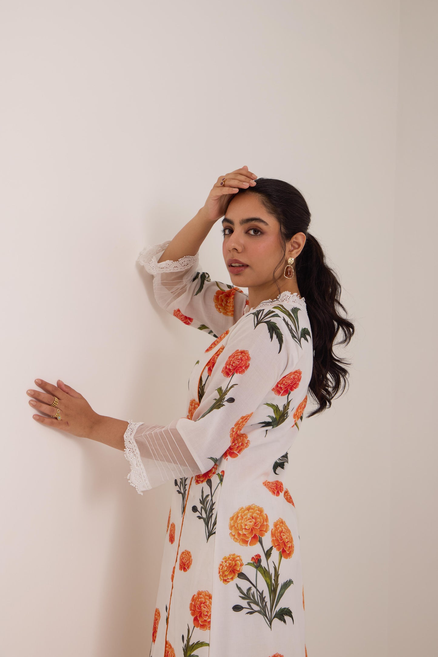 Falak White Cotton suit set