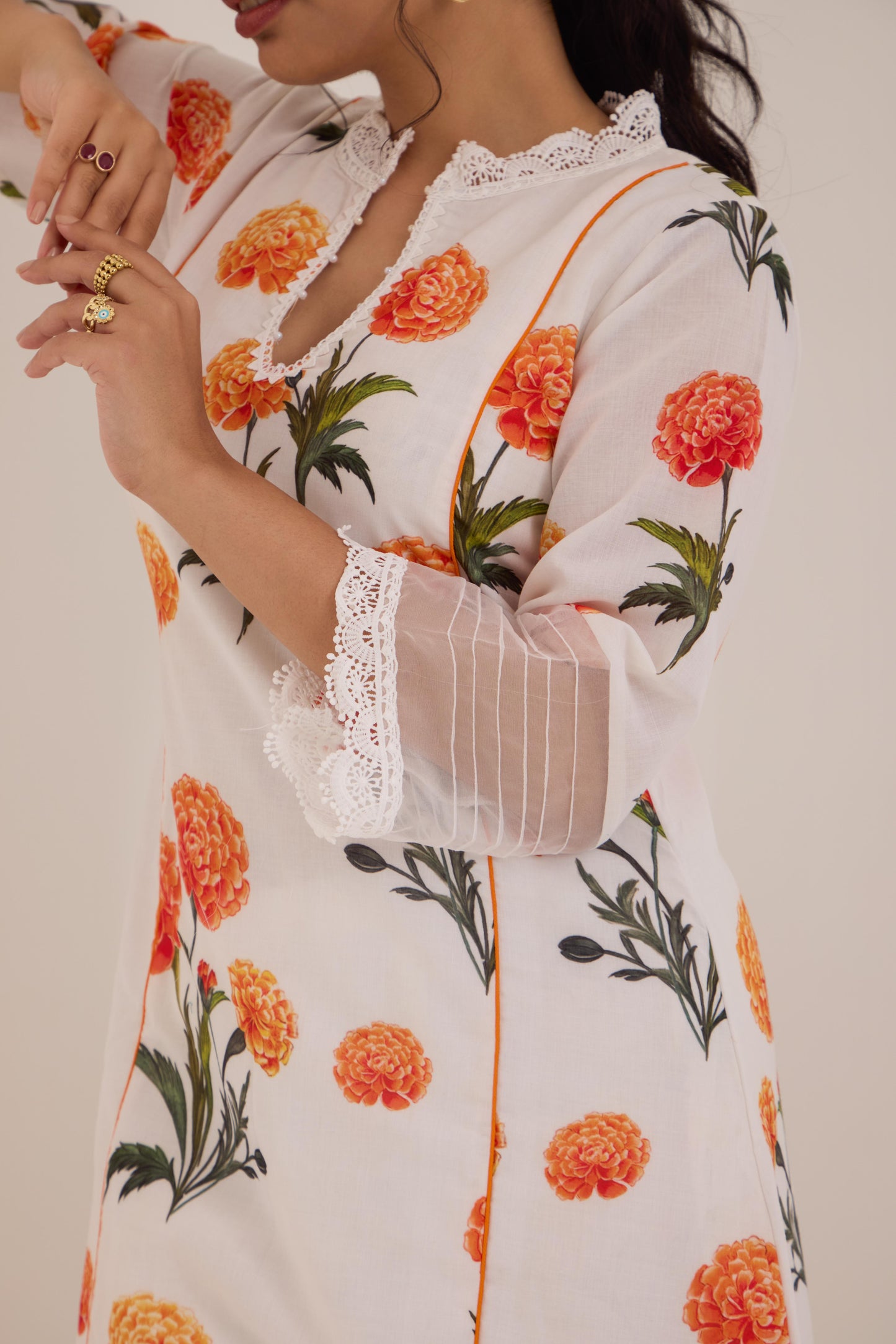 Falak White Cotton suit set