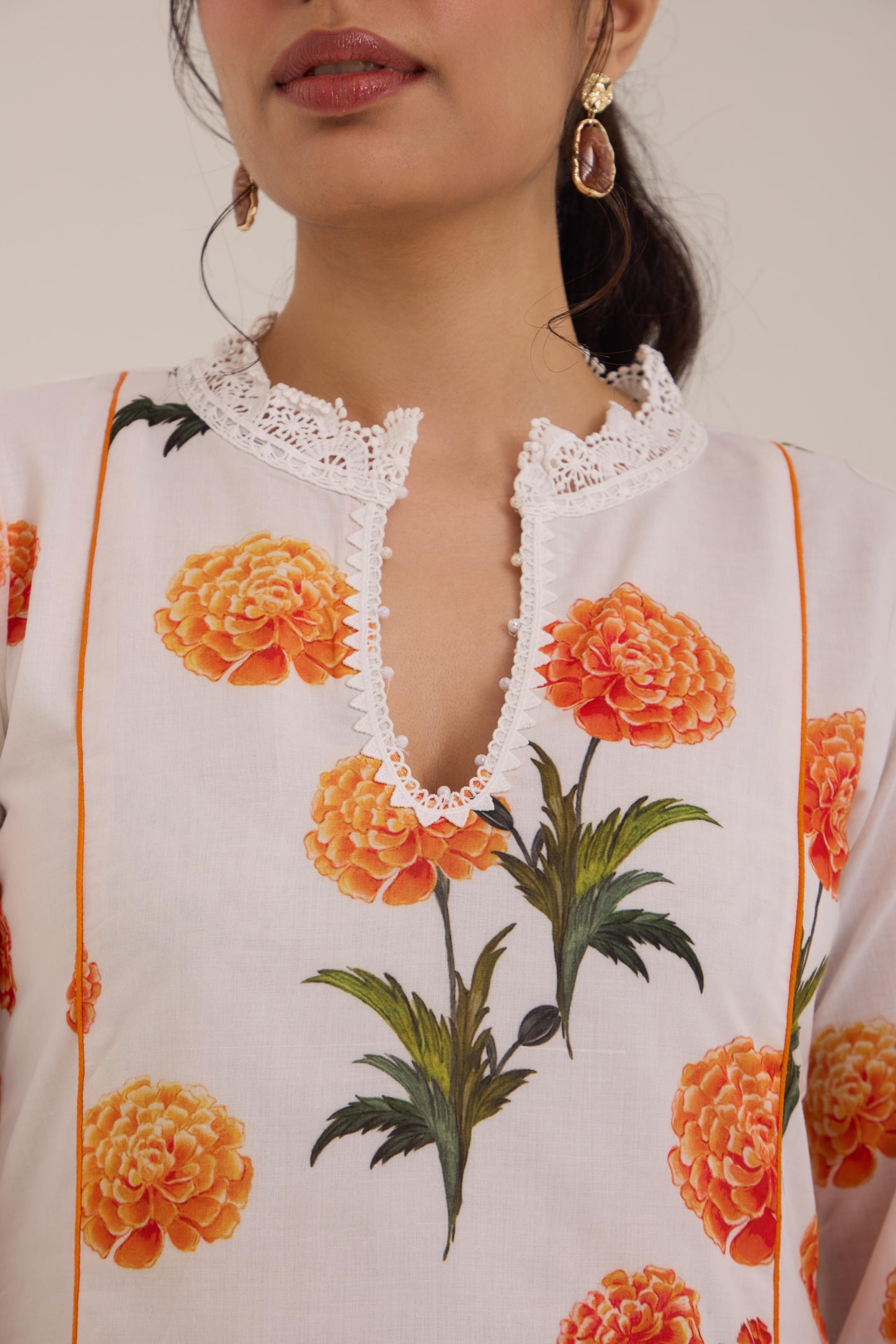 Falak White Cotton suit set