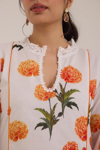 Falak White Cotton suit set