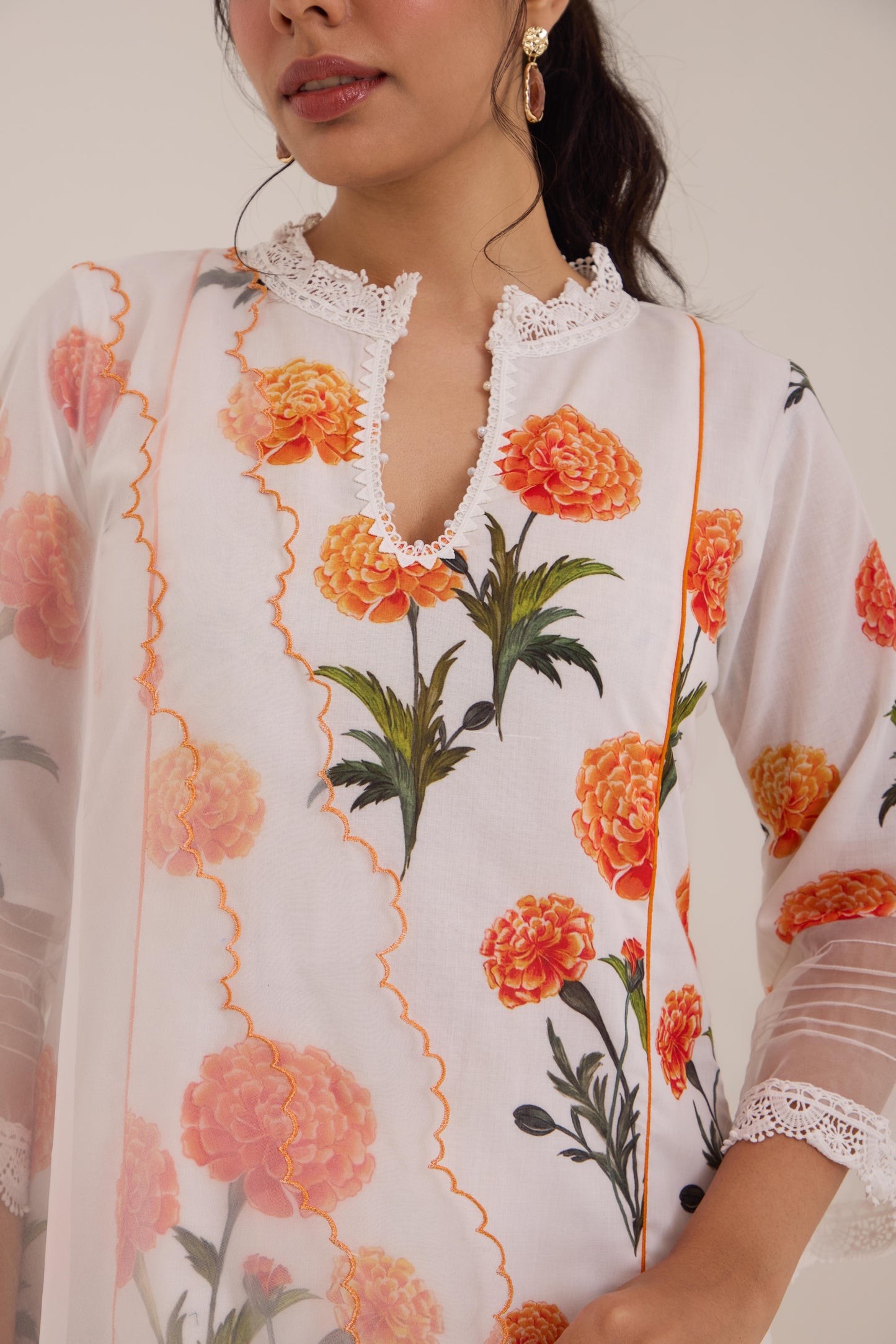 Falak White Cotton suit set