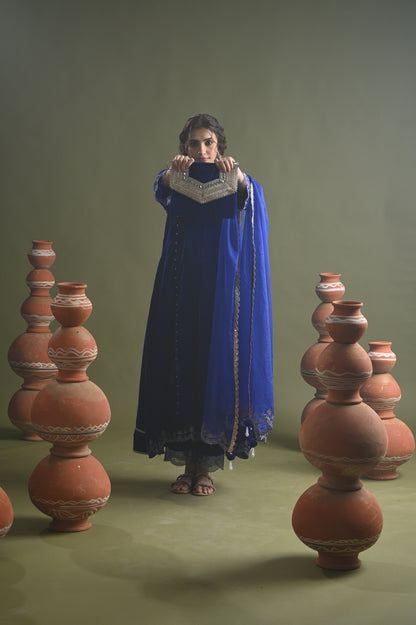 Vridhi Jain in Mehvish -Royal Blue Velvet- Kalidaar Suit Set