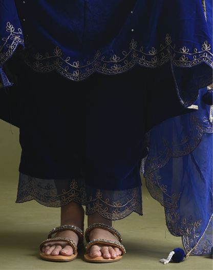 Vridhi Jain in Mehvish -Royal Blue Velvet- Kalidaar Suit Set