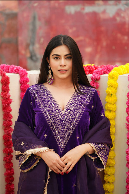 Ankita Singh in Devina -Purple Velvet Suit Set