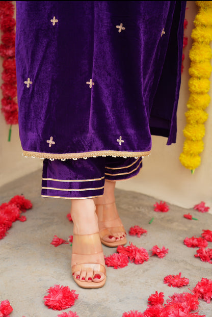 Ankita Singh in Devina -Purple Velvet Suit Set