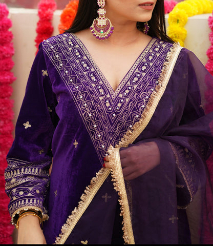 Ankita Singh in Devina -Purple Velvet Suit Set