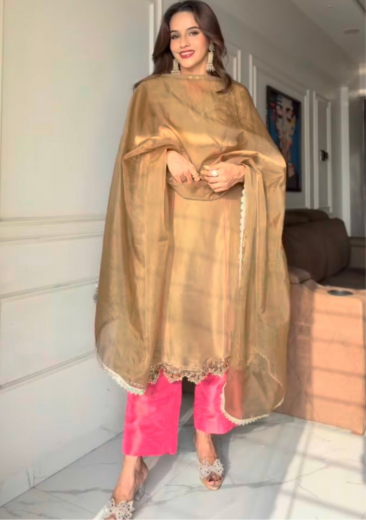 Simran in Prakriti- Peanut Brown Kalidar Suit Set